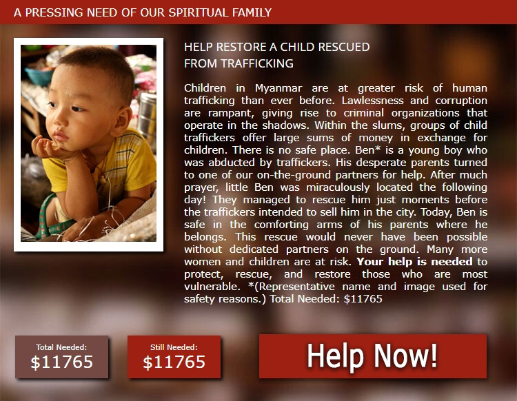 Click to donate to the Human & Trafficking Ministry