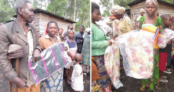 Picture of Leprosy-afflicted patients in D.R. Congo receiving supplies