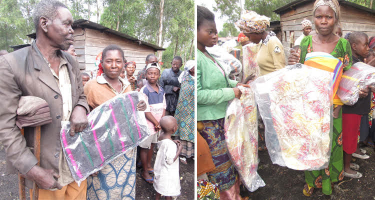 Picture of Leprosy-afflicted patients in D.R. Congo receiving supplies