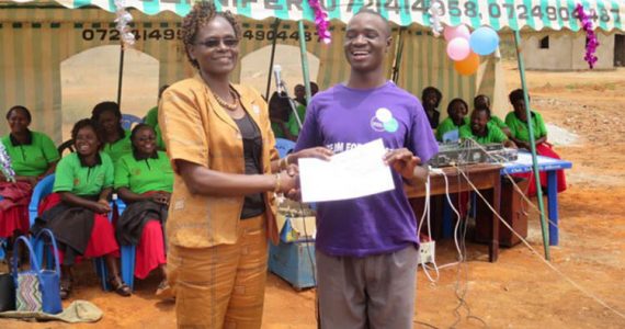 Picture of rehabilitated young man receiving certificate