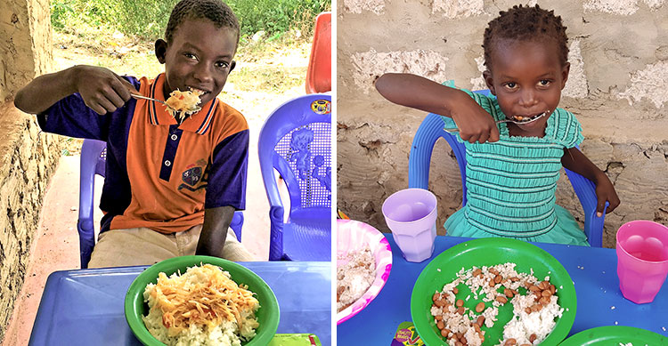 Picture of children in Kenya eating nutritious meal