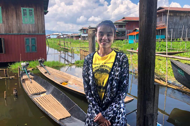 Picture of missionary in lake village in Myanmar