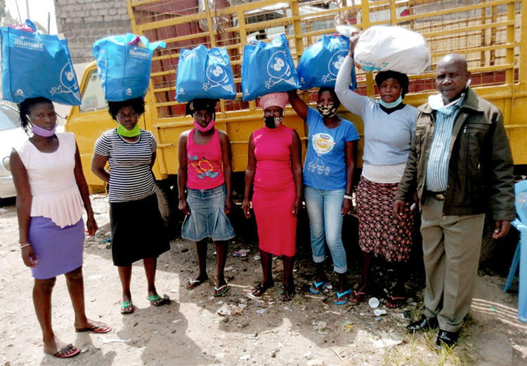 Picture of COVID relief supplies being distributed in Kenya