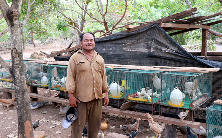 Picture of micro-borrower with chicken business