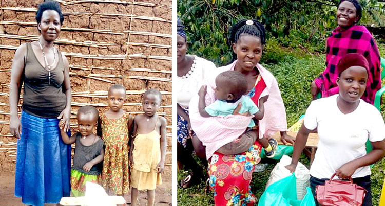 Image of mother receiving food relief in Uganda