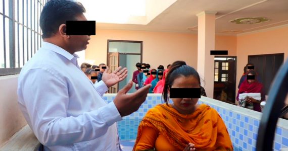 Image of secret rooftop baptism in India